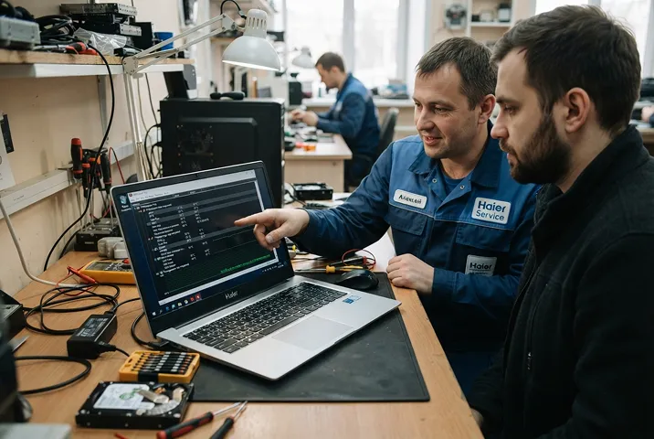 Контрольная проверка ноутбука Haier после ремонта
