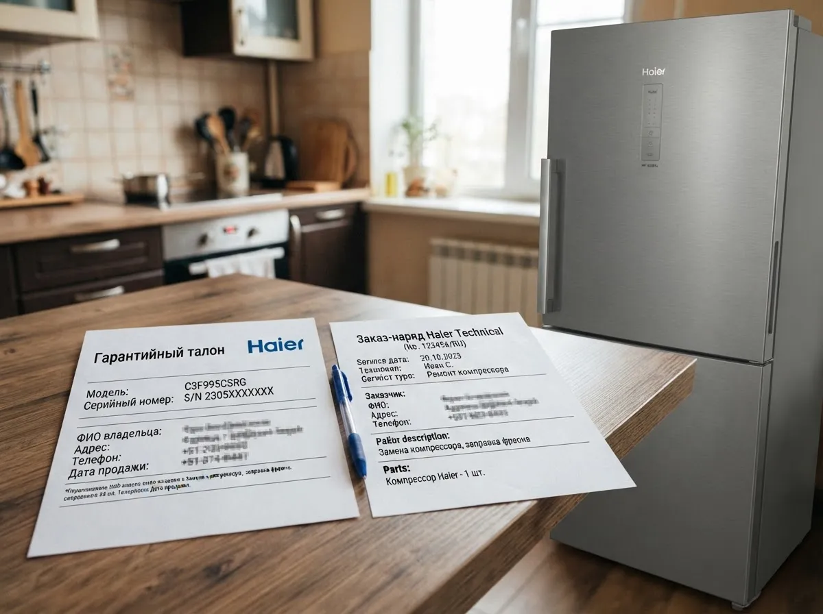 Гарантийный талон на ремонт холодильника Haier на 12 месяцев