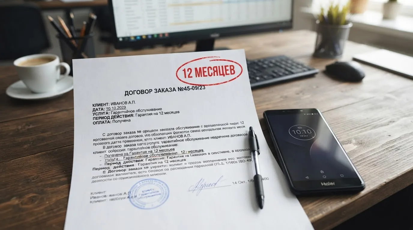 Гарантия 12 месяцев на ремонт телефона Haier