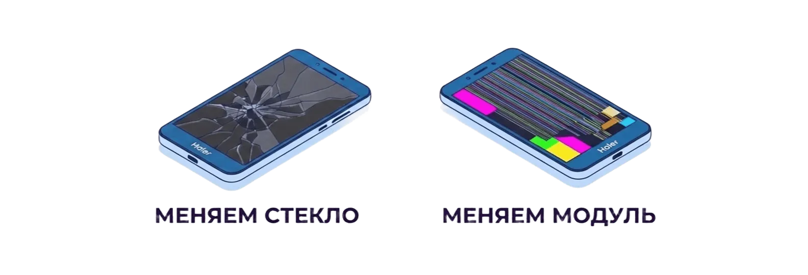Разница между заменой стекла и заменой дисплейного модуля Haier