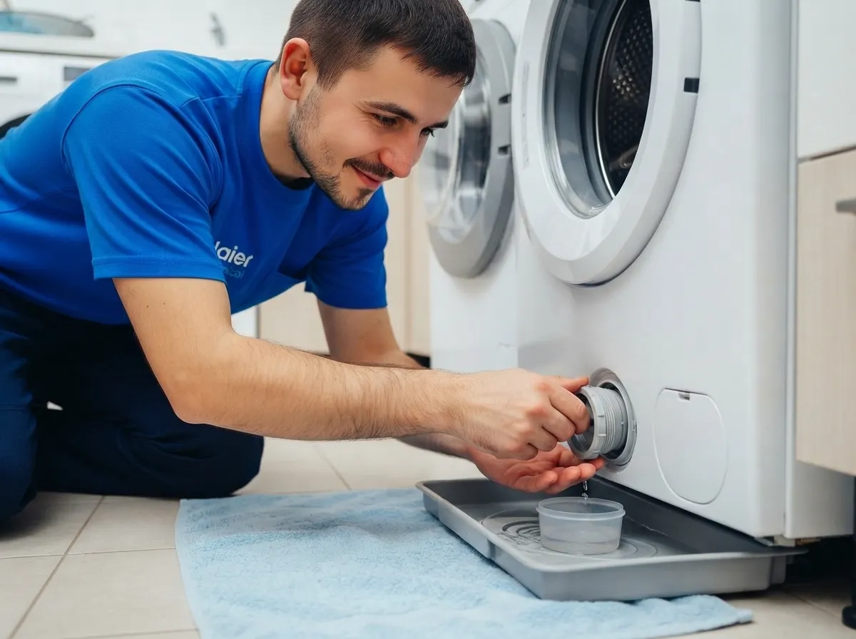 Проверка сливного фильтра стиральной машины Haier