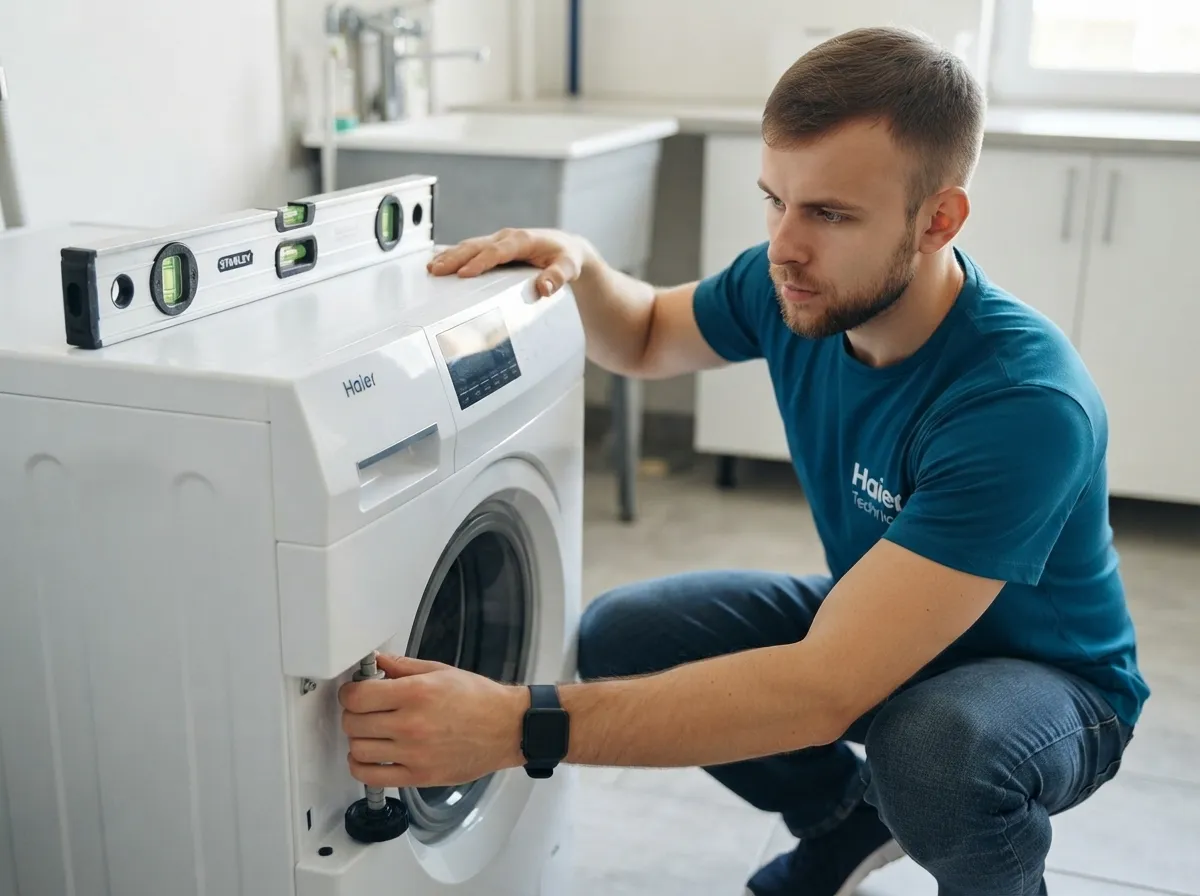 Проверка установки и вибрации стиральной машины Haier